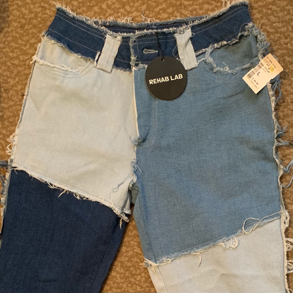 Rehab Lab Color Block Denim Patchwork Jeans!